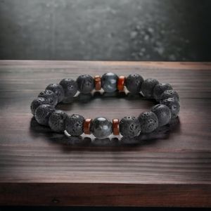 Lava & Moonstone Men's Bracelet - 8mm